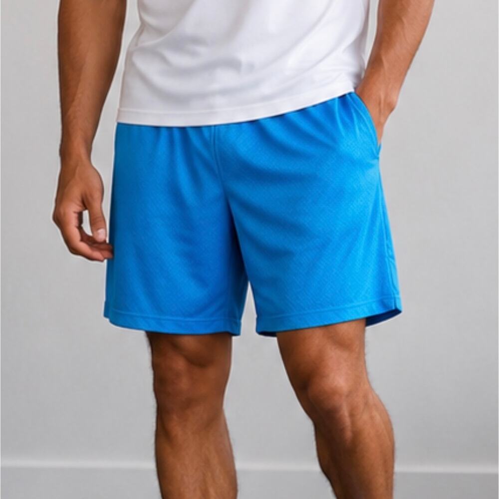 BCG Men’s XL Blue Mesh Athletic Shorts 7” Inseam Gym Basketball NWT